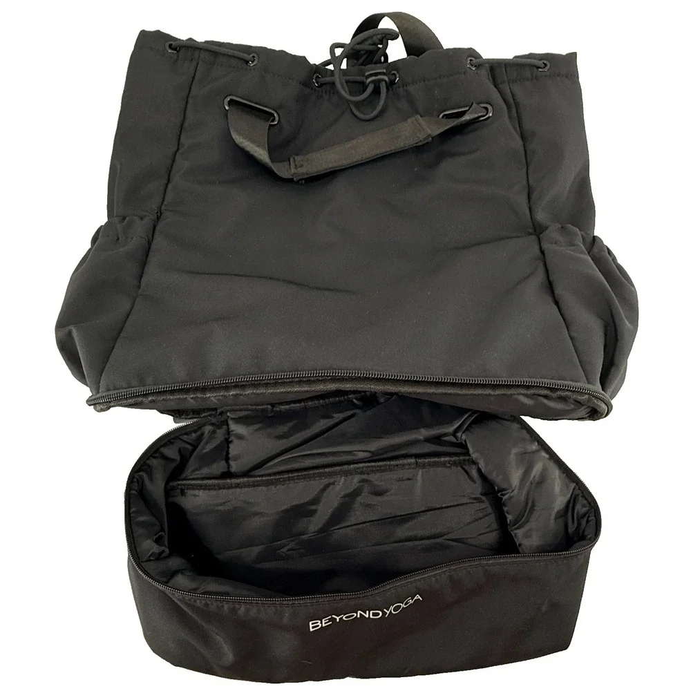 Beyond Yoga Backpack Black Drawstring Gym Yoga Bag Travel‎ Athlete Multi Pocket